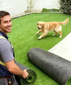 Juego de 3 rollos de alfombra de césped artificial grande de alta