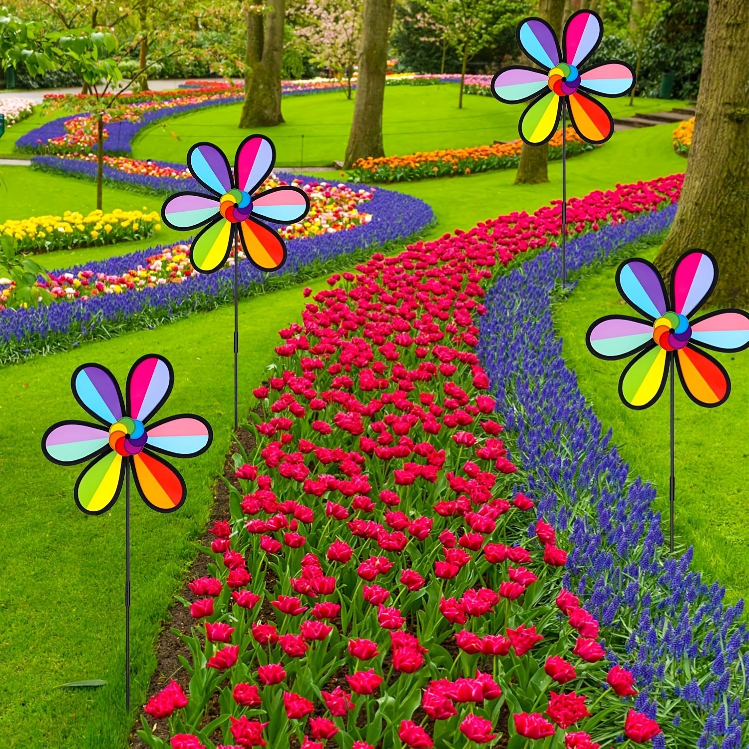 1 Pieza de Letrero de Molino de Viento para Jardín, Decoración Plástica para Exteriores sin Necesidad de Energía o Baterías, Arte de Patio con Colores Vibrantes