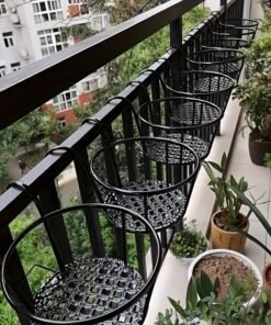 Paquete de 3 perchas de macetas colgantes de hierro forjado, con ganchos, contenedores de macetas, perchas de canasta colgante de plantas de metal, perchas de macetas colgantes, accesorios de contenedores de macetas, perchas de almacenamiento de perchas de macetas, perchas de macetas colgantes adecuadas para cercas, terrazas, balcones, plantas al aire libre, balcones con barandillas de hierro redondo, suculentas y plantas verdes, perchas de macetas.