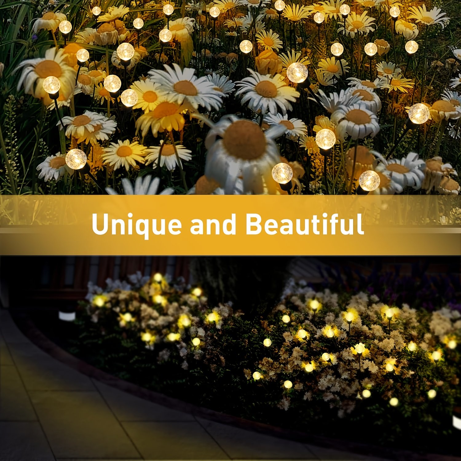 Luces solares, luces solares de luciérnaga, diseñadas para caminos de jardín al aire libre y decoración de césped, adecuadas para Halloween, Navidad, Año Nuevo y decoraciones de Ramadán, ideales para patios, calles, paredes exteriores, porches, jardines e iluminación de parques