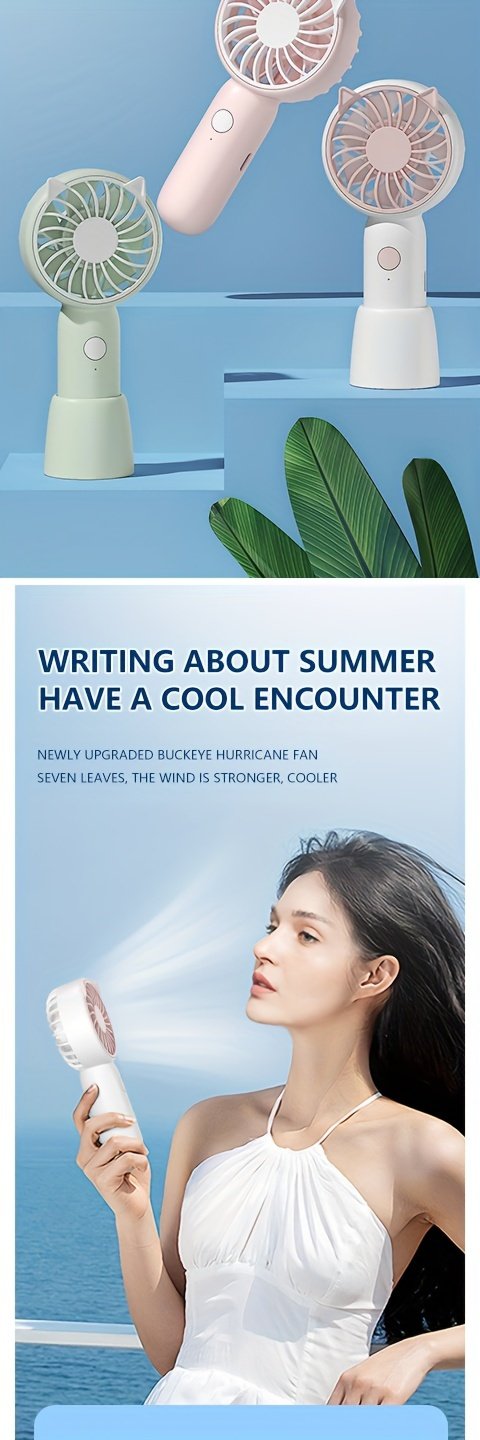 Ventilador Mini Portátil Recargable por USB - Alta Velocidad, de Mano con Viento Potente para Uso Interior/Exterior