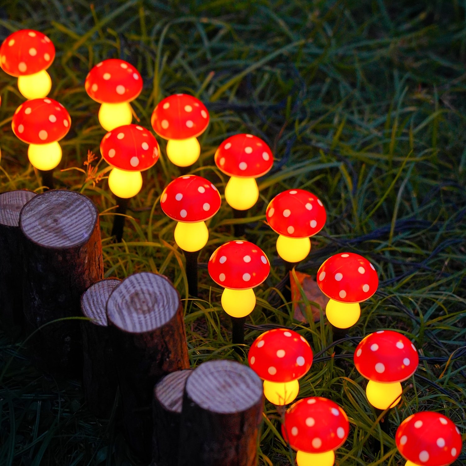 10 piezas de luces solares de champiñón, luces de césped para exteriores. Se apagan automáticamente durante el día y se encienden por la noche. Luces solares con clasificación IPX4 y 12 modos. Adecuadas para verano, camping, Navidad, caminos, decoración de fiestas e iluminación de senderos.