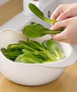 1 cesta de filtro de agua espaciosa y resistente con base antideslizante, diseñada para un drenaje rápido al limpiar arroz, verduras, frutas y huevos. Incluye asas fáciles de agarrar y bordes seguros, es apta para lavavajillas.