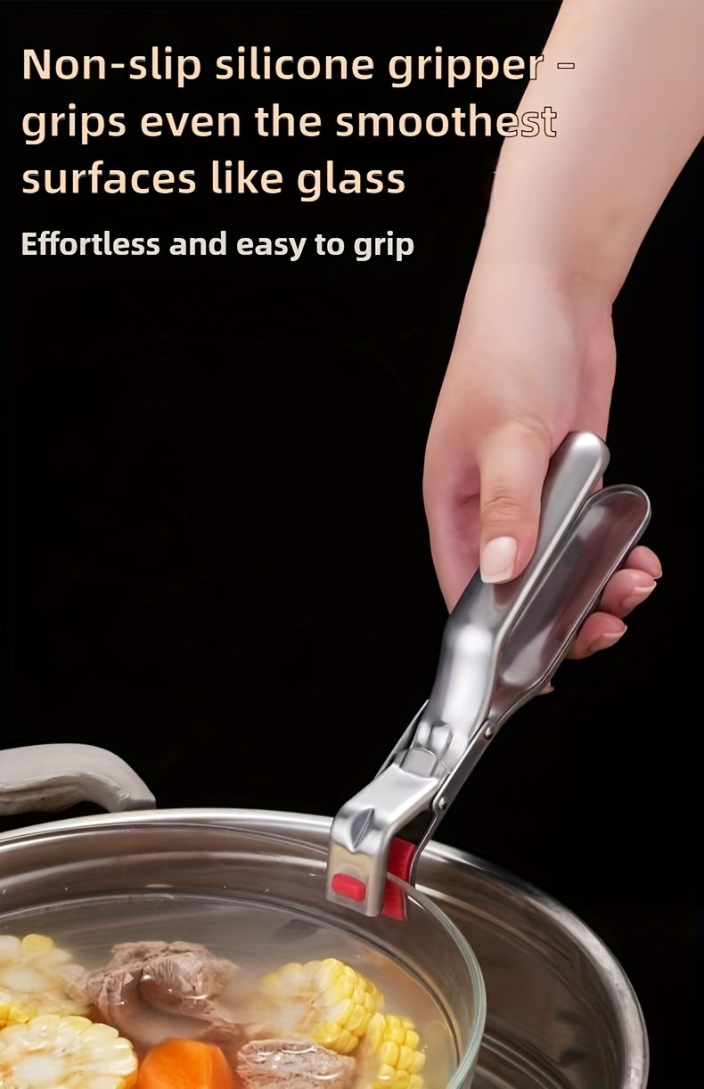 Pinza antiescaldaduras de acero inoxidable | Pinza para cuencos de cocina y vaporeras, resistente al calor, mango ergonómico - Ligera y fácil de usar, apta para freidoras de aire, vaporeras, hornos | Artefacto de cocina