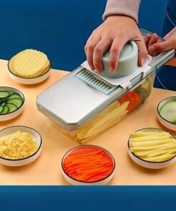 Juego de Cortador y Rallador Multifuncional de Acero Inoxidable de 7 Piezas, Cuchillas Intercambiables, Kit de Herramientas Manuales para Cocina para Patatas, Zanahorias, Pepinos