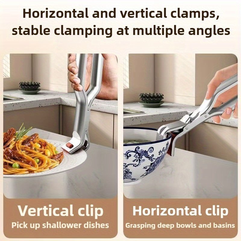 Pinza antiescaldaduras de acero inoxidable | Pinza para cuencos de cocina y vaporeras, resistente al calor, mango ergonómico - Ligera y fácil de usar, apta para freidoras de aire, vaporeras, hornos | Artefacto de cocina