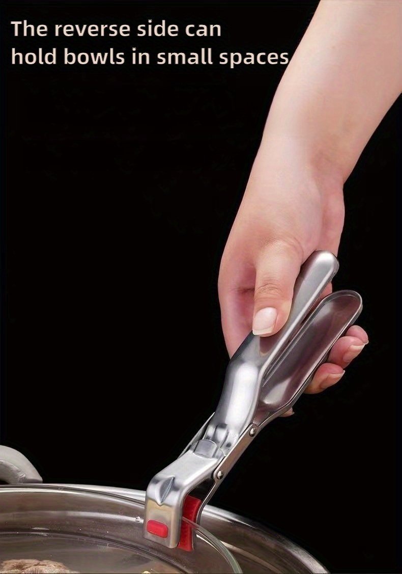 Pinza antiescaldaduras de acero inoxidable | Pinza para cuencos de cocina y vaporeras, resistente al calor, mango ergonómico - Ligera y fácil de usar, apta para freidoras de aire, vaporeras, hornos | Artefacto de cocina