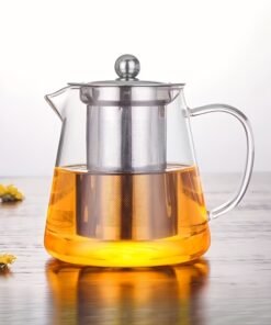 1 tetera de vidrio para bubble tea, separador de té y agua, taza de