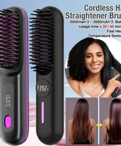 Cepillo Alisador Inalámbrico – Calentamiento Rápido,