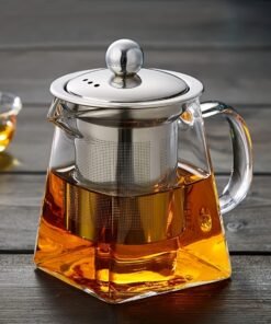 1 tetera de vidrio gruesa resistente a altas temperaturas con filtro