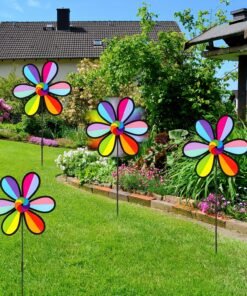 1 Pieza de Letrero de Molino de Viento para Jardín, Decoración Plástica para Exteriores sin Necesidad de Energía o Baterías, Arte de Patio con Colores Vibrantes