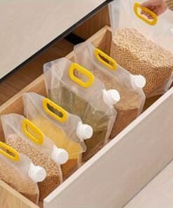 Alternative view of Juego de 5 bolsas reutilizables para almacenar alimentos, selladas,