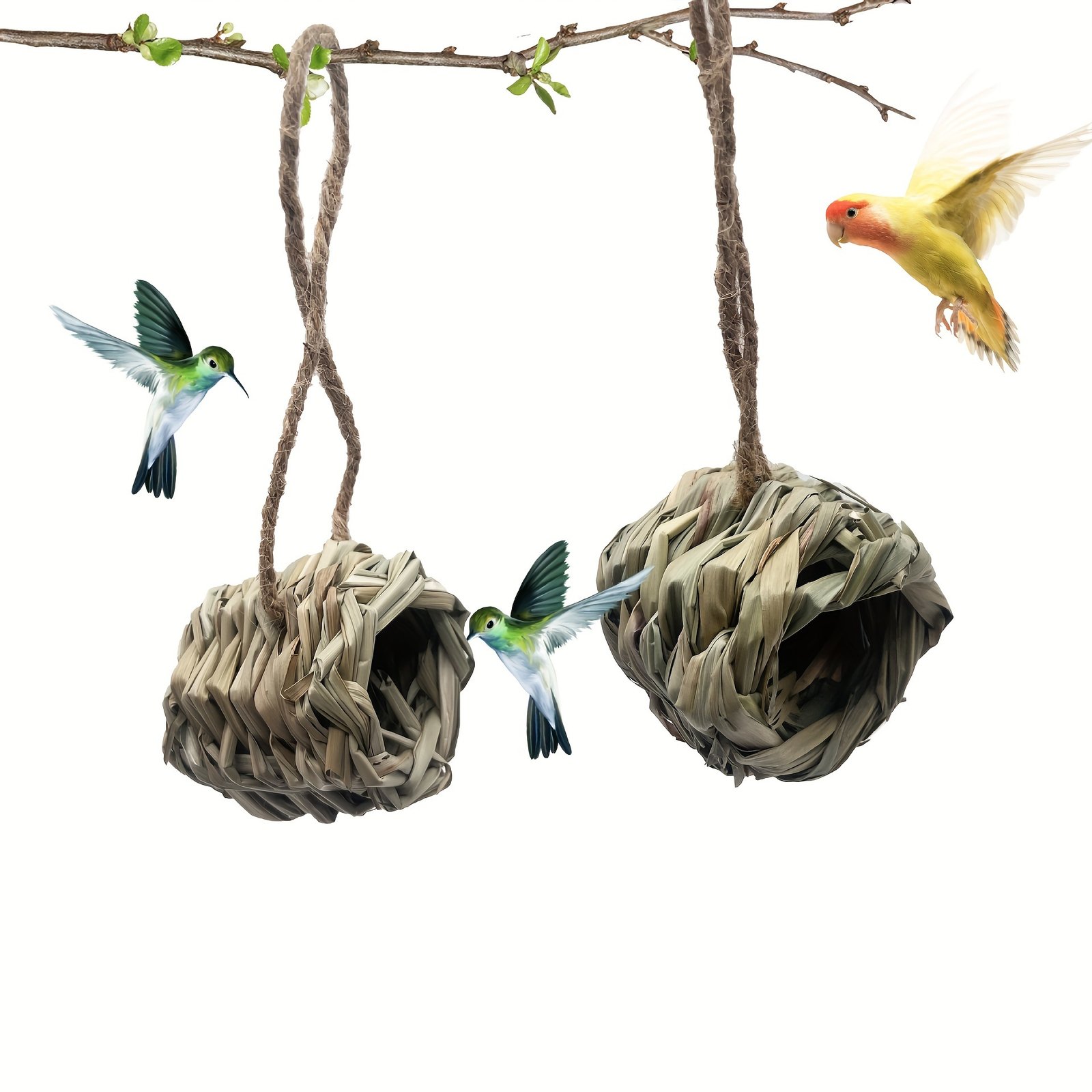 1 unidad, Casa de anidación artesanal para colibríes - Ideal para jardines y patios, diseño redondo para un nido acogedor, varios tamaños disponibles