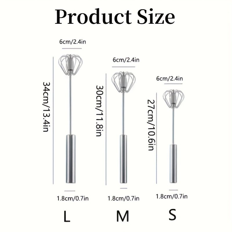 Batidor de huevos semiautomático 1/3, batidor de huevos manual de acero inoxidable, mezclador de crema autorrrotatorio, gadget de cocina, herramienta para huevos