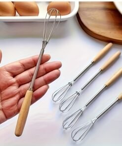 Juego de 1/3 batidores con mango de madera maciza, mini batidor de