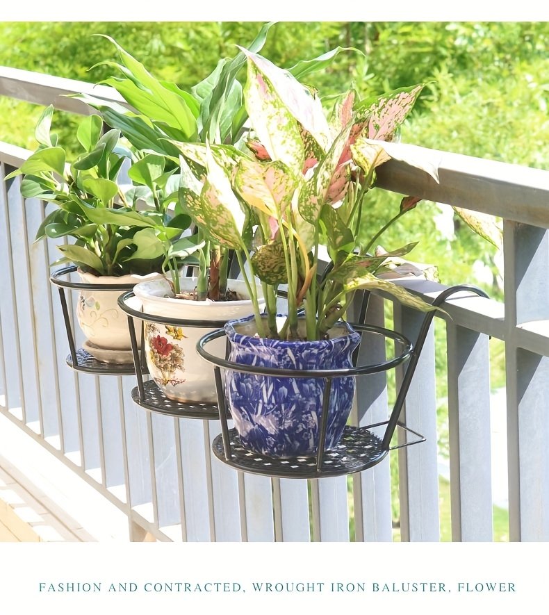 Paquete de 3 perchas de macetas colgantes de hierro forjado, con ganchos, contenedores de macetas, perchas de canasta colgante de plantas de metal, perchas de macetas colgantes, accesorios de contenedores de macetas, perchas de almacenamiento de perchas de macetas, perchas de macetas colgantes adecuadas para cercas, terrazas, balcones, plantas al aire libre, balcones con barandillas de hierro redondo, suculentas y plantas verdes, perchas de macetas.