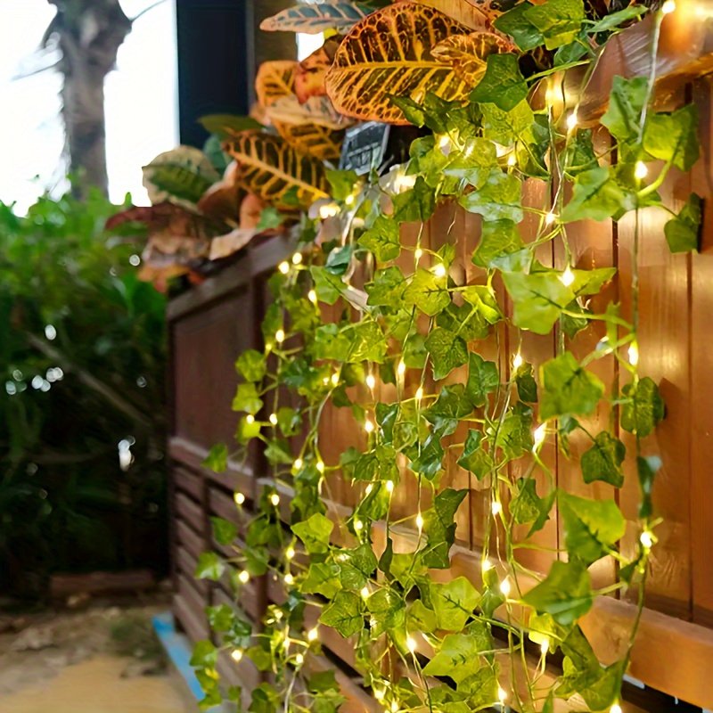 Hiedra Artificial con Energía Solar y 50 Luces
