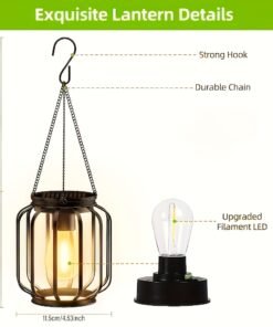 Alternative view of Farol Colgante Solar para Exteriores, Lámpara de Mesa, Tira de Luz