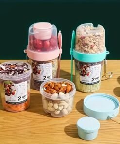 1 pieza, Taza para Ensalada, Taza Agitadora para Ensalada, Contenedor de Ensalada Saludable de Plástico con Tenedor, Porta Aderezo para Ensalada, Taza para Ensalada de Picnic, Almuerzo, Desayuno, Suministros de Cocina, Utensilios de Cocina, Suministros para la Vuelta al Colegio