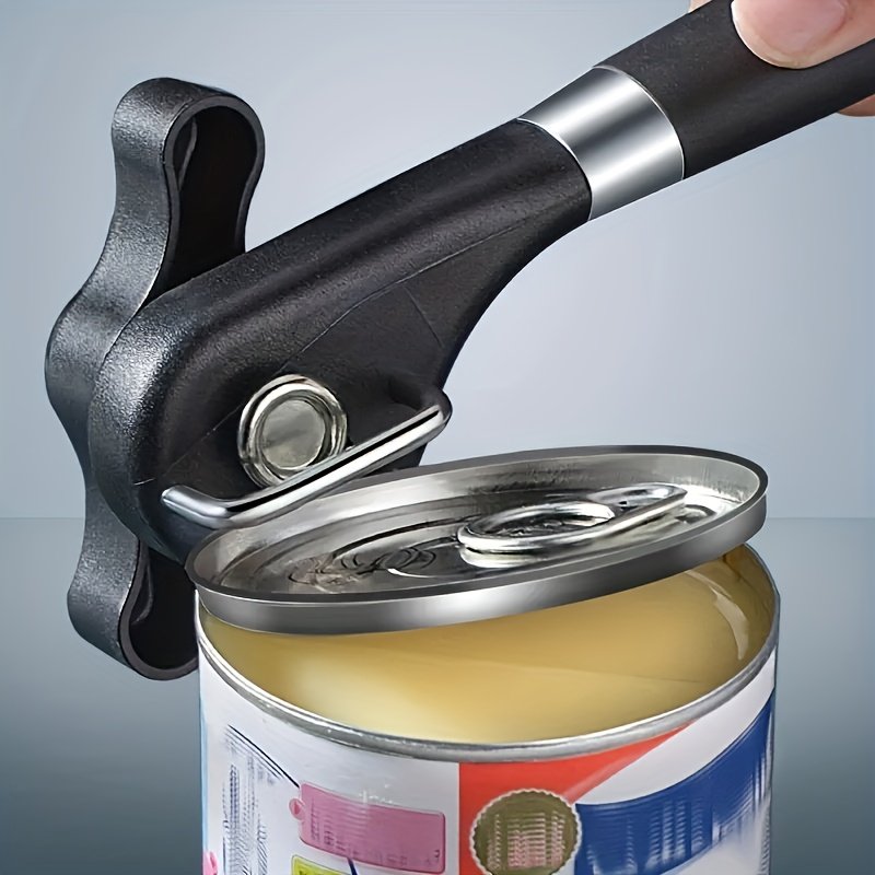 Abridor de latas manual de seguridad | Abridor de latas multifunción de acero inoxidable | Apertura lateral, rápido y fácil | Fácil de operar, adiciones esenciales para el hogar | Compra ahora y recibe un pequeño abridor de botellas como regalo