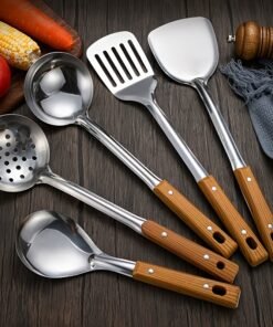 Juego de utensilios de cocina duraderos de acero inoxidable, 5 piezas/4 piezas, que incluye espátulas, cucharas, cucharones con ranuras y otros utensilios de cocina duraderos para uso doméstico y en restaurantes