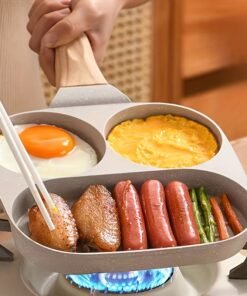 "1pc Sartén Antiadherente de Múltiples Secciones para Desayuno - 19.05cm" Sartén Triple Compartimento para Huevos y Panqueques - Fácil de Limpiar, Imprescindible en la Cocina