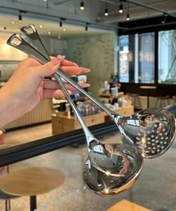 Juego de 2 Cucharas de Sopa de Acero Inoxidable con Mango Largo,