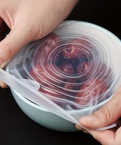 Juego de 6 tapas elásticas de silicona, cubiertas reutilizables y