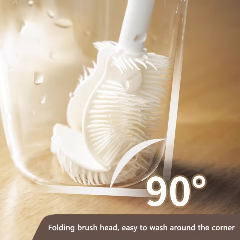 1 pieza, Cepillo de limpieza para vasos con mango largo, Cepillo pequeño desmontable para limpiar vasos térmicos y licuadoras, Cepillo para huecos de 90° para vasos de cristal, Uso doméstico