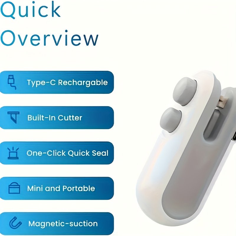 Máquina selladora mini, selladora al vacío y de calentamiento 2 en 1 con cortador, selladora recargable para almacenamiento de alimentos, alimentada por USB, equipo de cocina y restaurante - Fácil de usar y limpiar, apta para uso doméstico y comercial, selladora de snacks, selladora pequeña para el