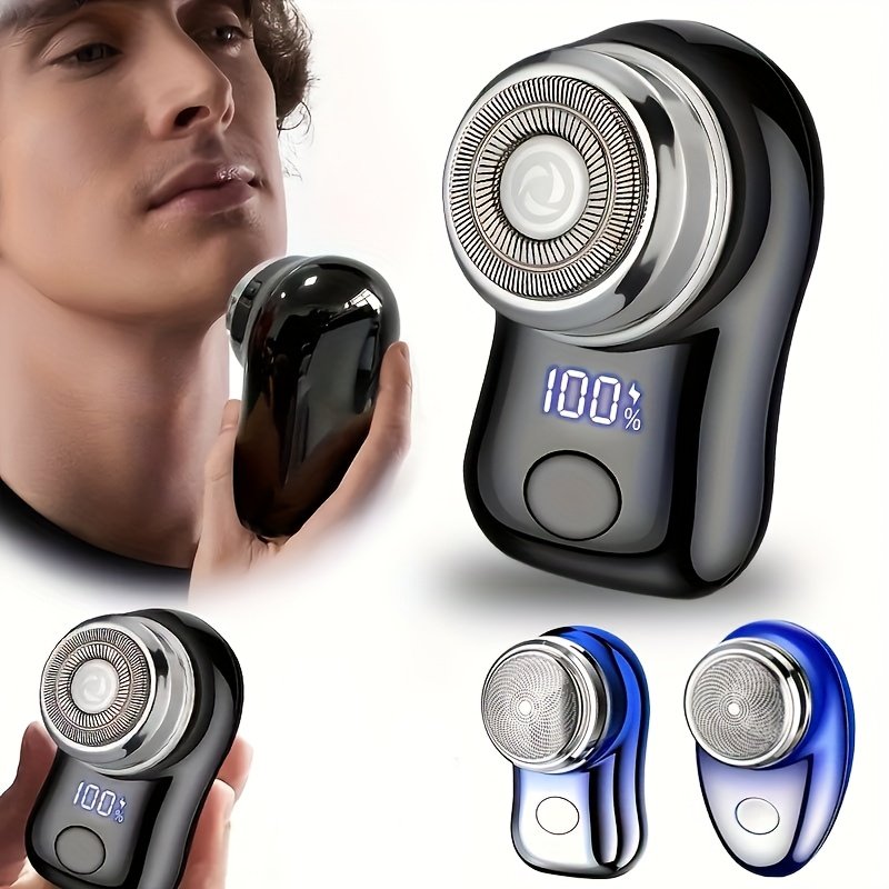 Mini afeitadora rotatoria FEIYBA recargable por USB, unisex, portátil con pantalla digital LED de un botón, adecuada para viajes, oficina, salidas, regalo para hombres
