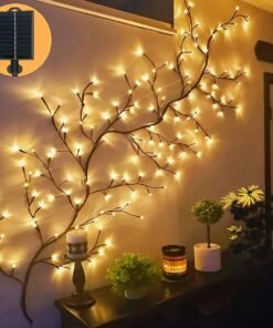 1pc Luces Solares - 96 LED Luces de Hadas Inteligentes para Exterior/Interior con Brillo Regulable y 8 Modos de Iluminación, Lámpara Colgante de Sauce con Batería de Respaldo, Luces Solares para Jardín, Patio, Fiestas, Decoración Navideña (Fácil Instalación en Ramas)