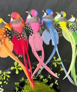 6 piezas de pájaros artificiales vibrantes con colas largas - Decoración de hogar y jardín con colores y plumas, adornos colgantes realistas para decoración festiva, decoración festiva | Decoración vibrante | Pájaro de polipropileno