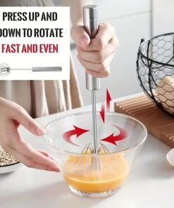 Batidor de huevos semiautomático 1/3, batidor de huevos manual de acero inoxidable, mezclador de crema autorrrotatorio, gadget de cocina, herramienta para huevos