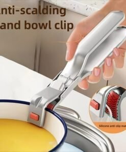 Pinza antiescaldaduras de acero inoxidable | Pinza para cuencos de cocina y vaporeras, resistente al calor, mango ergonómico - Ligera y fácil de usar, apta para freidoras de aire, vaporeras, hornos | Artefacto de cocina