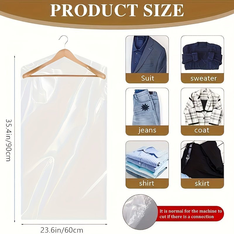 Juego de 10 fundas transparentes antipolvo para trajes, cubiertas - Imagen 4