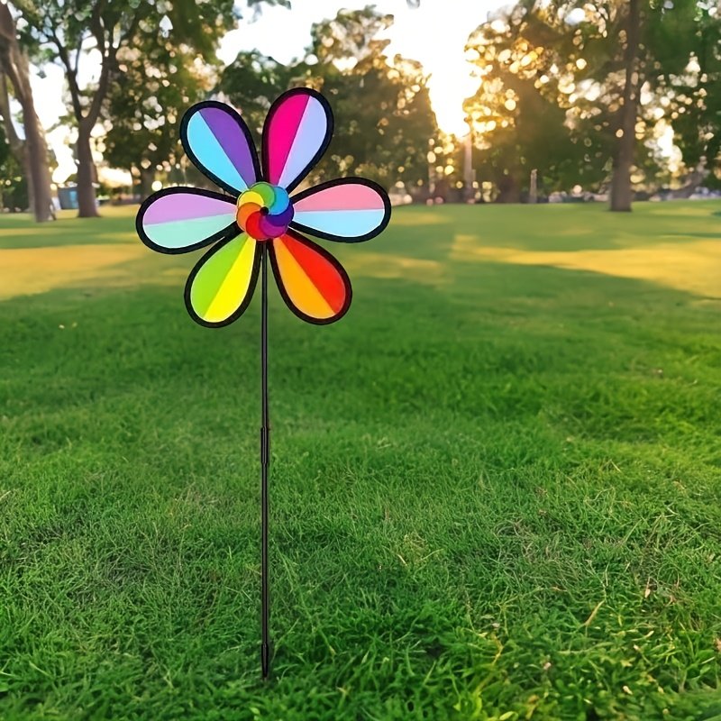 1 Pieza de Letrero de Molino de Viento para Jardín, Decoración Plástica para Exteriores sin Necesidad de Energía o Baterías, Arte de Patio con Colores Vibrantes