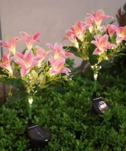 Luz solar de flor de lirio de 7 cabezales con 42 cuentas LED, luz