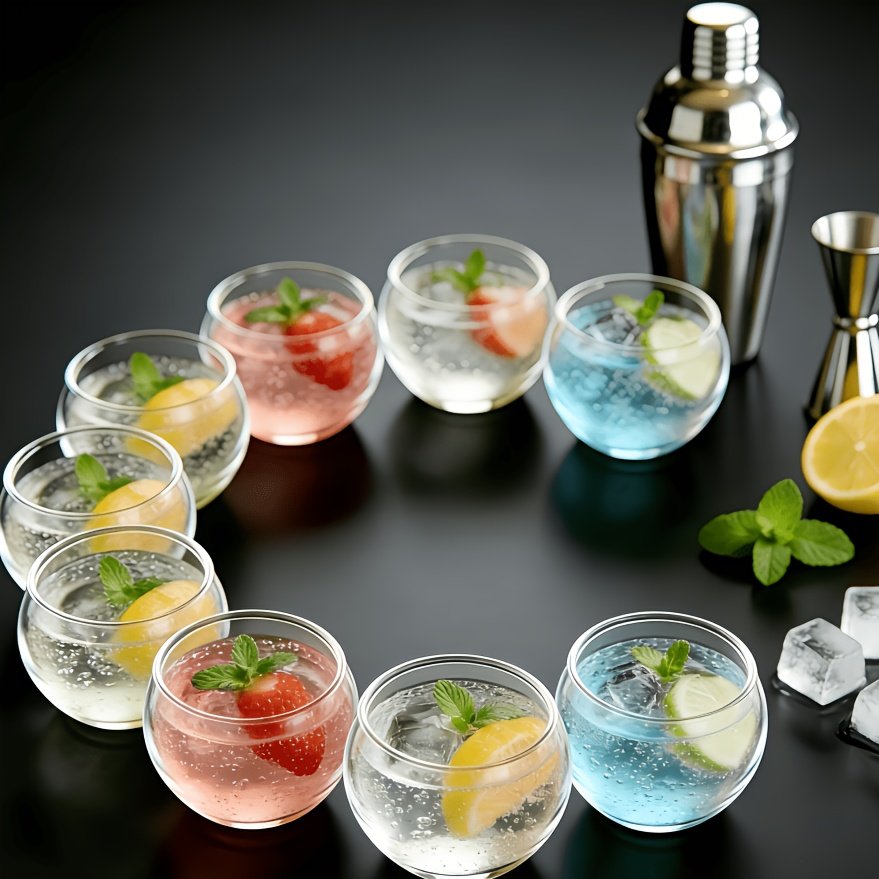 Juego de 12 Mini Vasos Redondos para Beber, Incluye Vasos de Martini, - Imagen 7