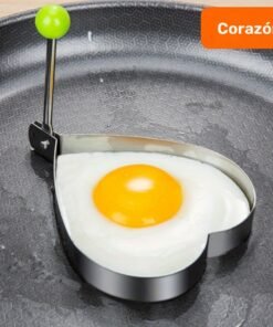 Alternative view of Juego de 4 moldes para huevos de acero inoxidable, con formas de corazón, estrella, flor y redonda, herramienta para dar forma al desayuno