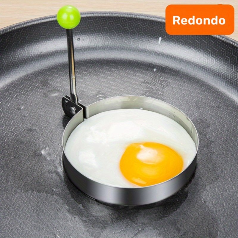 Juego de 4 moldes para huevos de acero inoxidable, con formas de corazón, estrella, flor y redonda, herramienta para dar forma al desayuno - Imagen 4