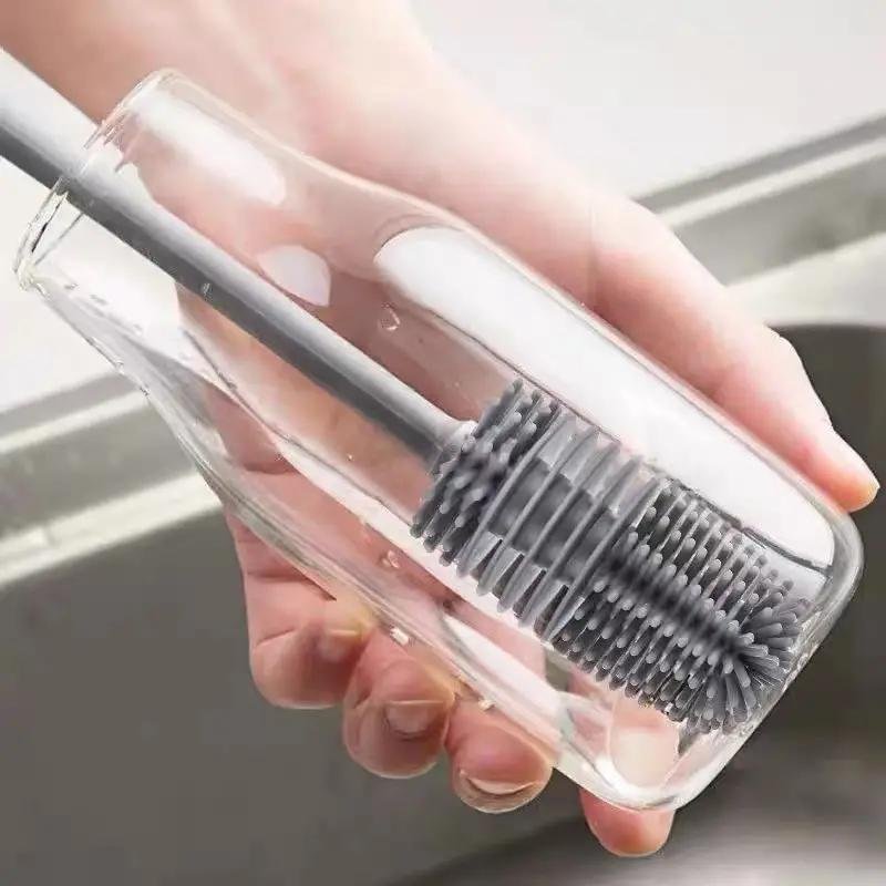 Cepillo de silicón para tazas y botellas con mango largo, limpia hasta los rincones más difíciles
