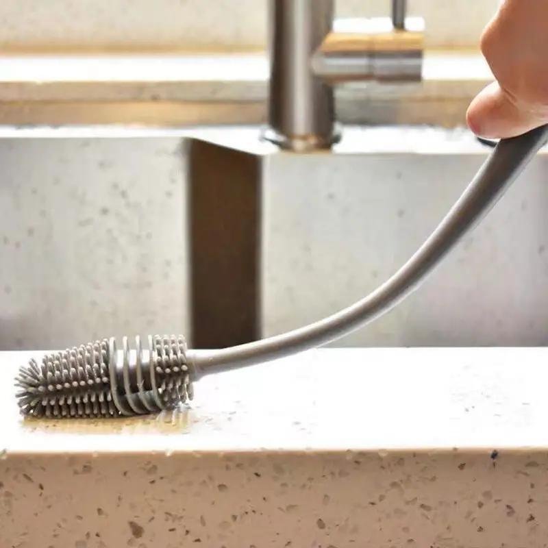 Cepillo de silicón para tazas y botellas con mango largo, limpia hasta los rincones más difíciles