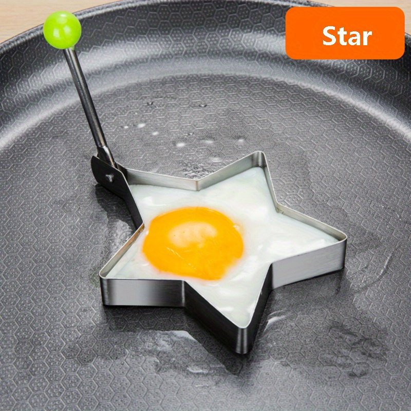 Juego de 4 moldes para huevos de acero inoxidable, con formas de corazón, estrella, flor y redonda, herramienta para dar forma al desayuno - Imagen 5