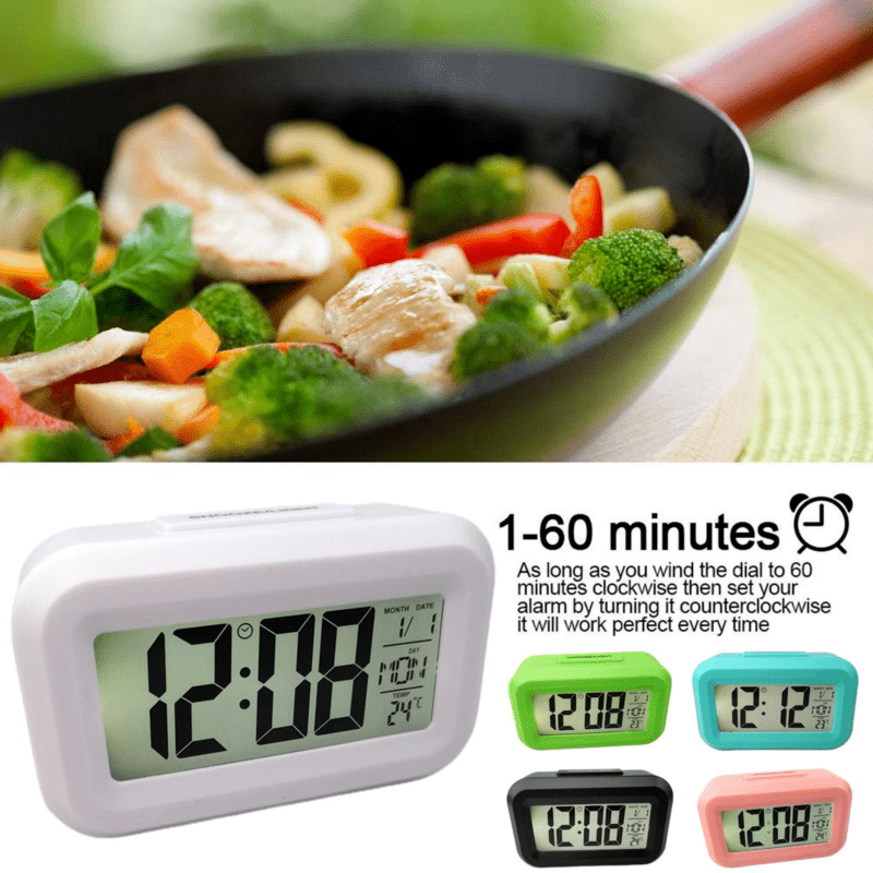 Reloj Despertador Inteligente LCD con Luz Nocturna, Alarma Musical, Función Snooze, Calendario Perpetuo, Termómetro Digital, Luz de Fondo de 5 Segundos | Funciona con Pilas (Pilas No Incluidas)