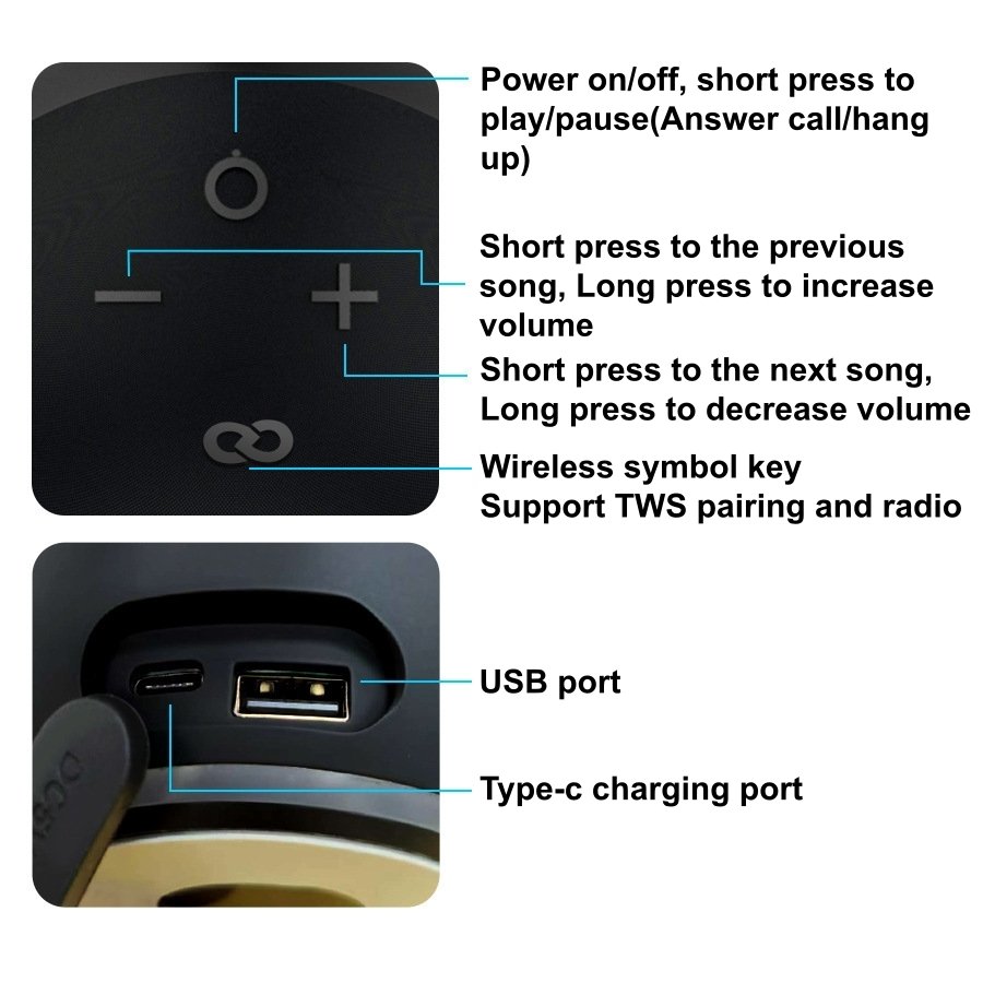 Altavoz Portátil Alaxe Azul Marino, Altavoz Inalámbrico BT. Soporta Reproducción Inalámbrica, Reproducción USB, Luces RGB, Bajos Potentes, Estéreo Fuerte, Altavoz Portátil, Batería de 500Mah, Conexión con Teléfono Móvil/Tablet, para Hogar, Coche, Exterior, Camping, REGALO