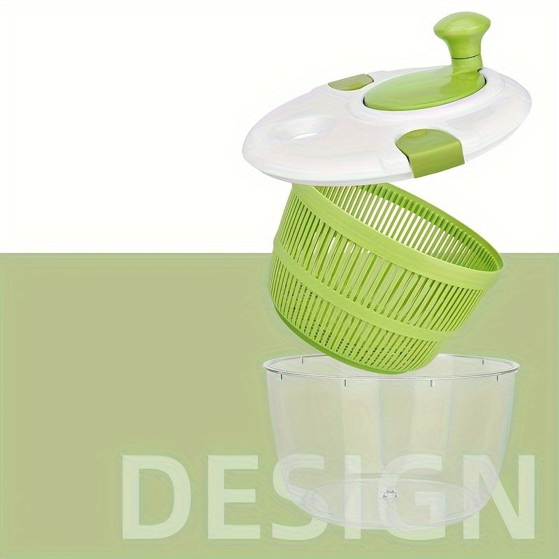 Secador Manual de Verduras y Frutas con Cesta Filtro - Centrifugadora Rápida y Eficiente para Ensaladas, Plástico Duradero Verde y Blanco, Sin Necesidad de Electricidad, Aparato Compacto para Cocina Doméstica, Diseño User-Friendly