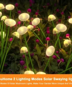 Alternative view of La luz solar para jardín tiene un diseño en forma de hongo, lo que la