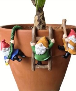 Juego de 3 duendes colgantes de resina, decoración colorida para macetas, jardín, patio o césped, sin pilas, regalo perfecto para el Día de San Valentín