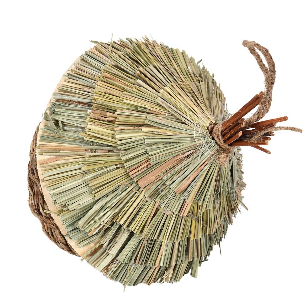 Una encantadora casa decorativa para colibríes, tejida a mano con hierba natural, perfecta para colgar en tu jardín, patio, césped o oficina, sin batería